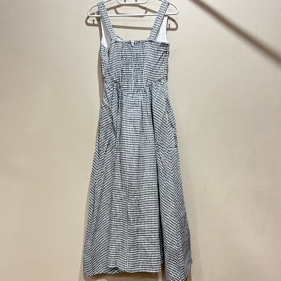 “💖Sale” Reformation Balia Linen Dress - Slate Check - Picture 3 of 8